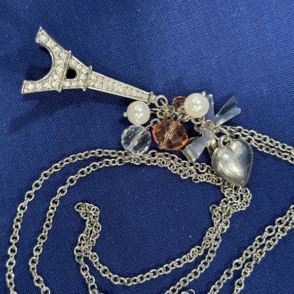 Paris Eiffel Tower Charms Necklace 32” long chain - Picture 4 of 10